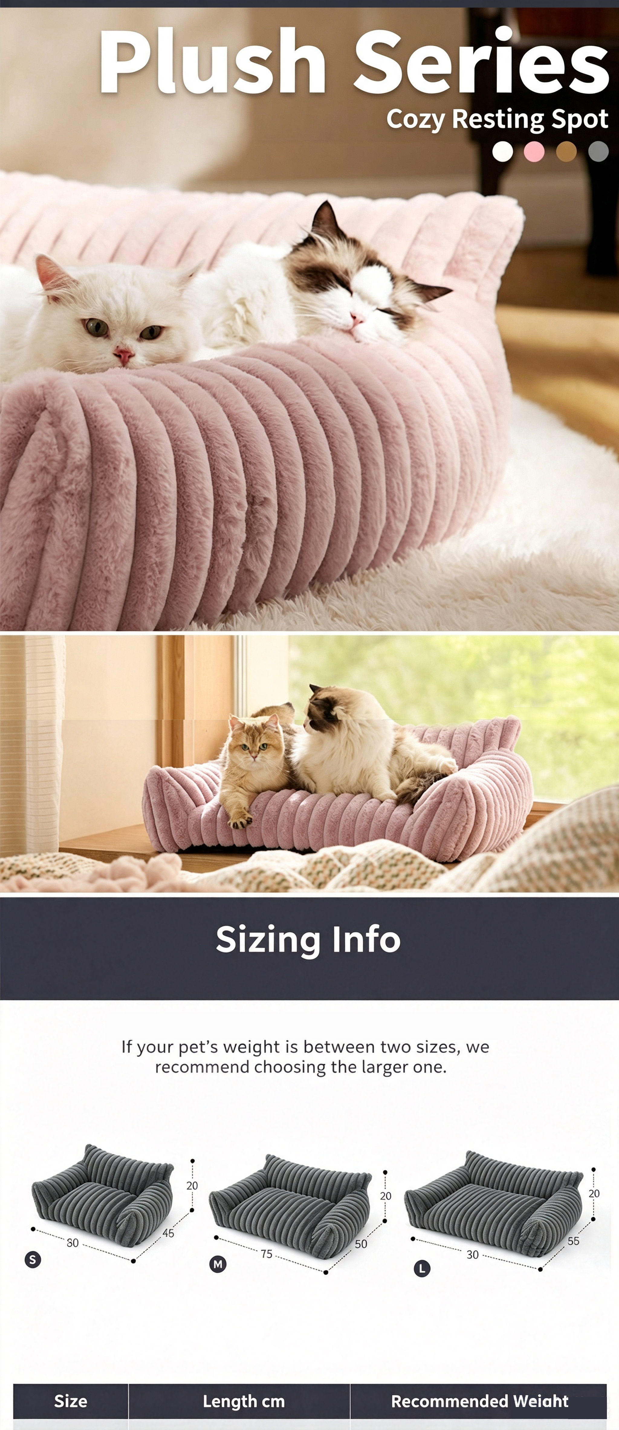 Luxury Removable Washable Mini Pet Sofa Couch, 3 Sizes Soft PP Cotton Sponge Dog Cat Bed