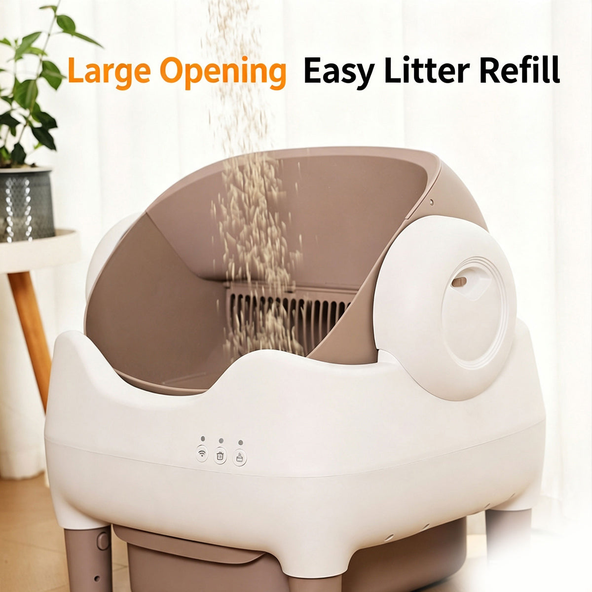 Automatic Self-Cleaning Cat Litter Box — Open Top, APP Control, Odor Control for Large Cats