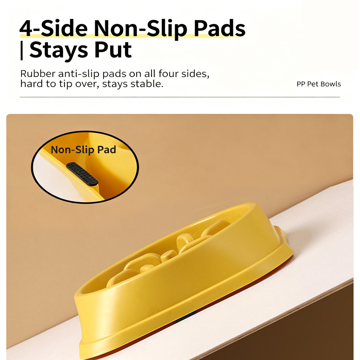 Slow Feeder Dog Bowl — Anti-Choke Pet Bowl with Non-Slip Base, Eco-Friendly PP, for Dogs & Cats