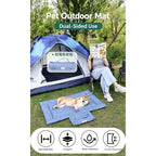Portable Foldable Outdoor Pet Travel Mat, Reversible Scratch & Wear‑Resistant Water‑Repellent Sleeping Pad for Dogs & Cats, With Carry Handle, Denim Blue & Dark Grey, S/M/L Sizes