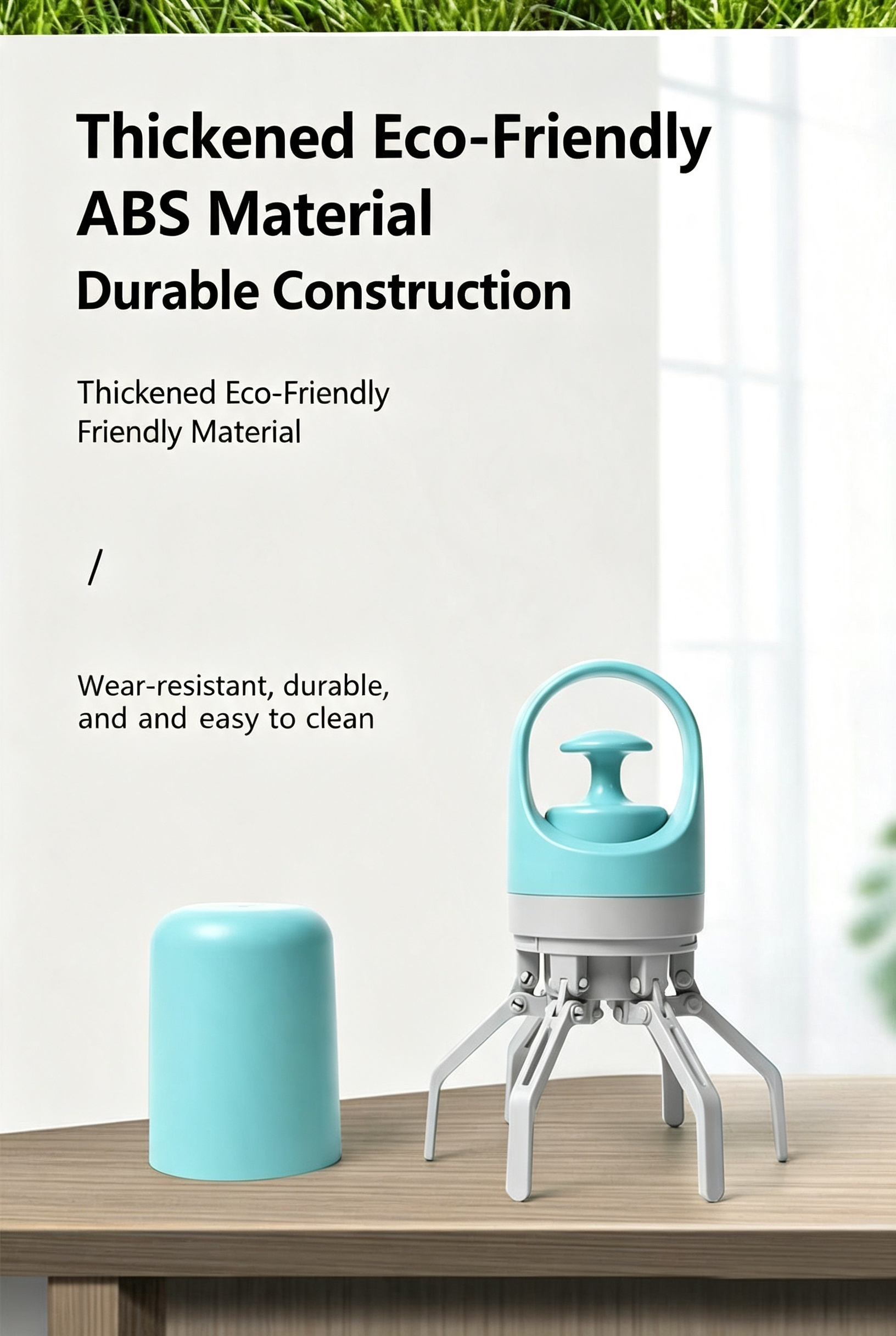Foldable 6-Claw Pet Pooper Scooper, Cup-Shape Portable Waste Grabber with Built-in Waste Bag Dispenser, Zero-Contact Dog & Cat Poop Picker for Outdoor Walking