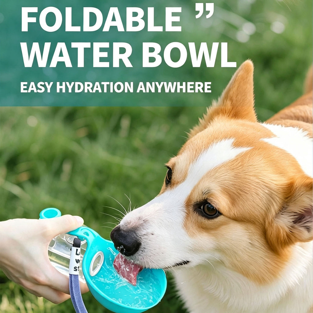 Portable Pet Water Bottle, Spherical Travel Dog Water Cup with Lanyard, Leak‑Proof Outdoor Drinking Dispenser for Walking Hiking Trips for Small Medium Dogs