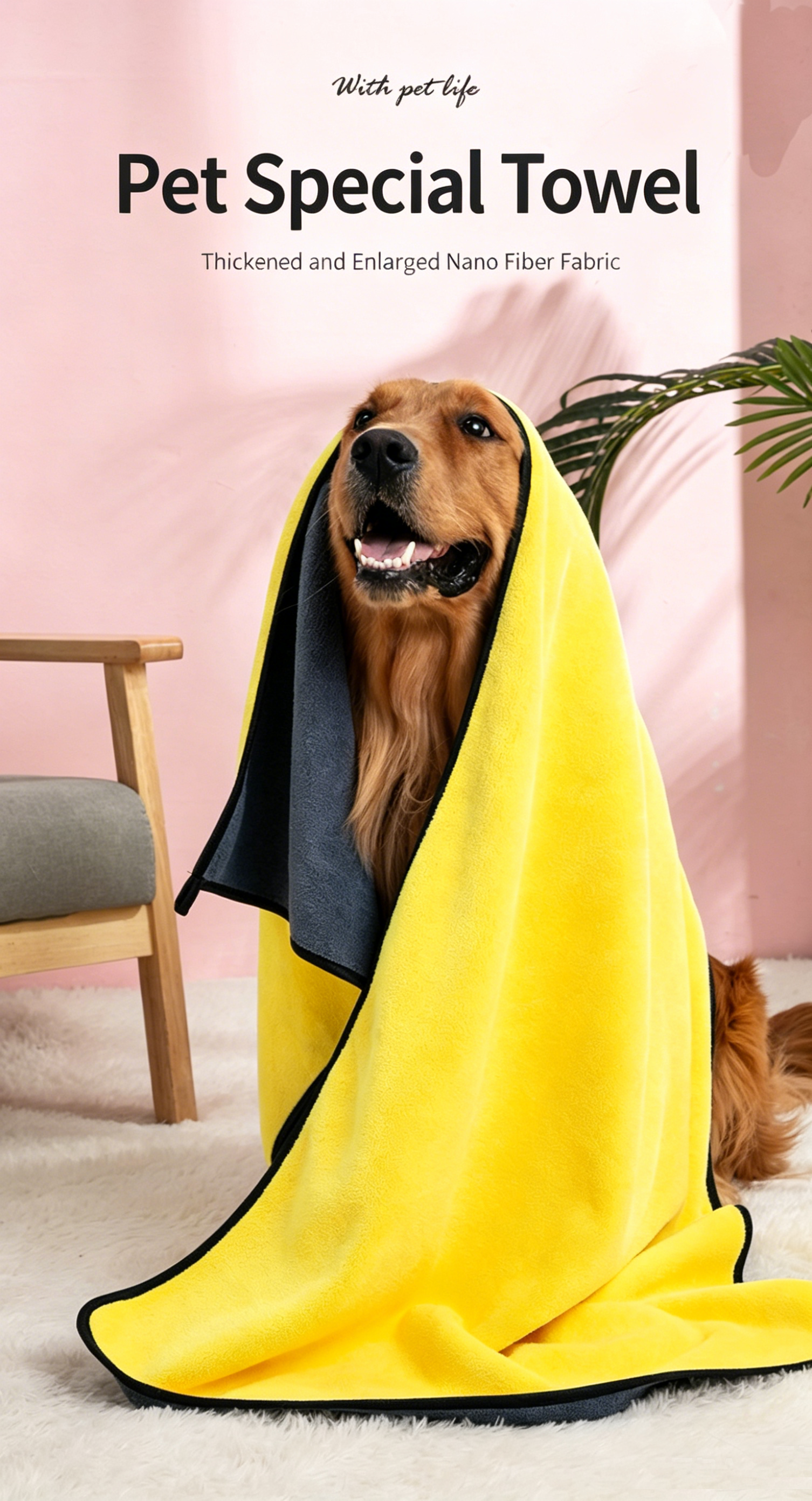 4 Pack Multi-Size Microfiber Pet Bath Towels, Thick Quick Dry Absorbent Towels for Dogs & Cats
