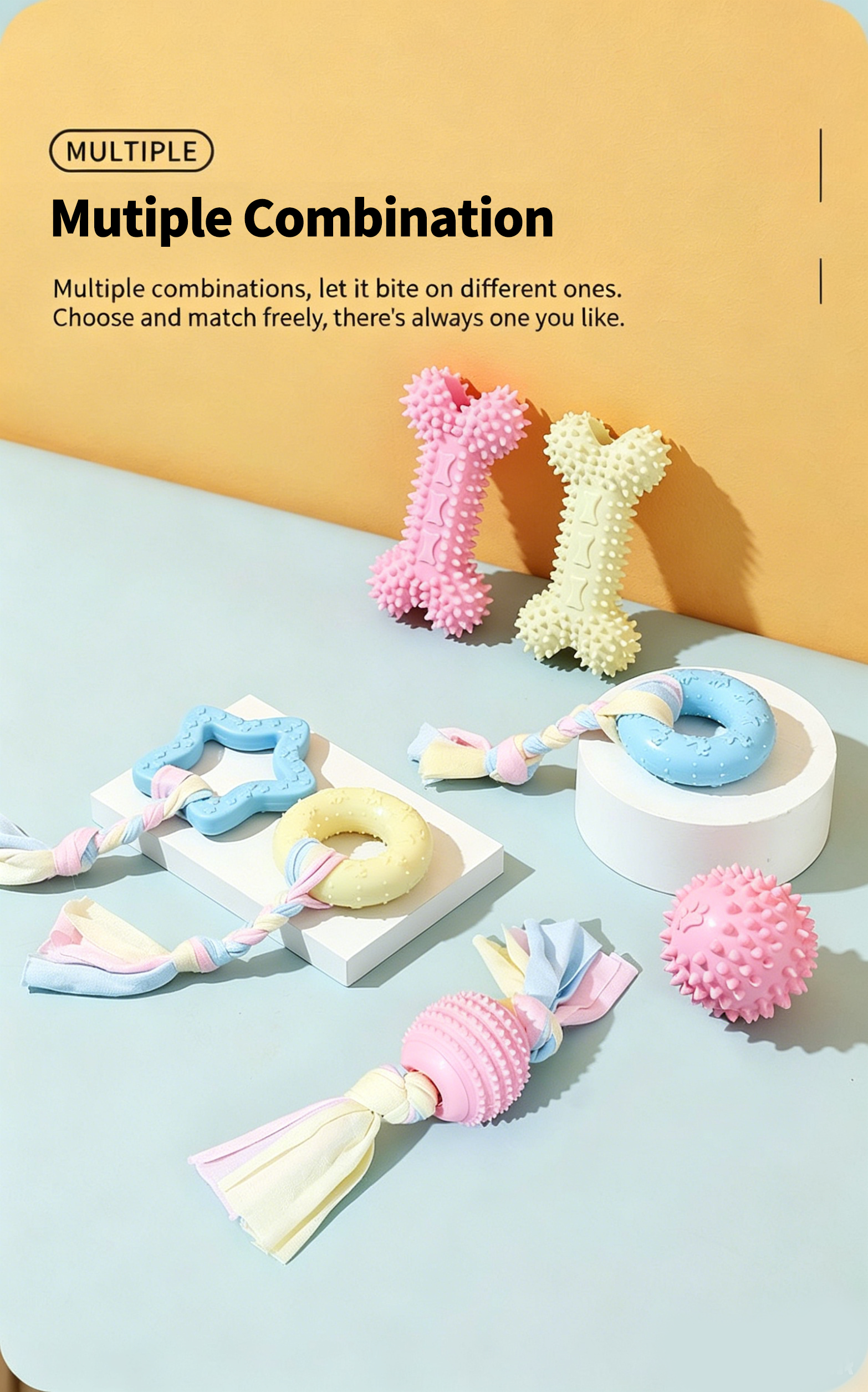 Dog TPR Chew Toy,Macaron Color Teething Stick,Durable Bite‑Resistant Dental Toy for Puppy & Adult Dog,Boredom Relief Interactive Toy