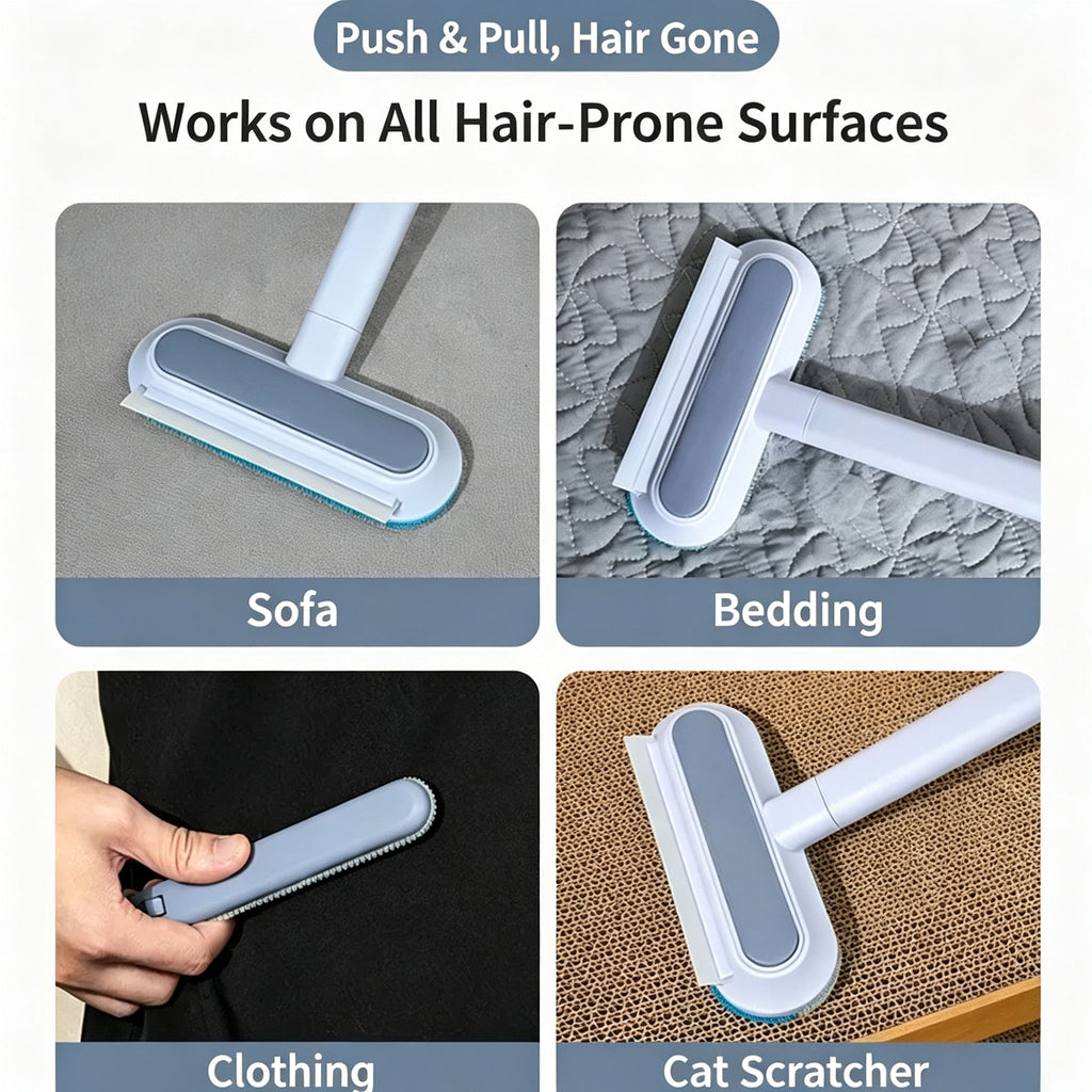 Long Handle Pet Hair Remover Brush – Reusable Lint Remover for Couch, Bed, Carpet & Clothing