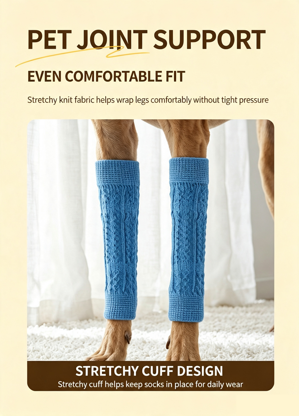 Knitted Dog Knee Leg Sleeves, Breathable Warm Anti-Slip Paw Protectors 4PCS S-XL