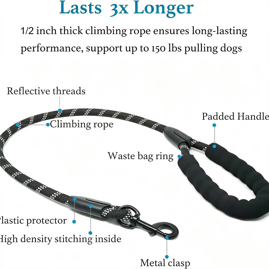 Y-Shaped Dual Dog Leash | Shock Absorbing Reflective Two Dog Walking Leash with 360° No Tangle Swivel & Padded Handle