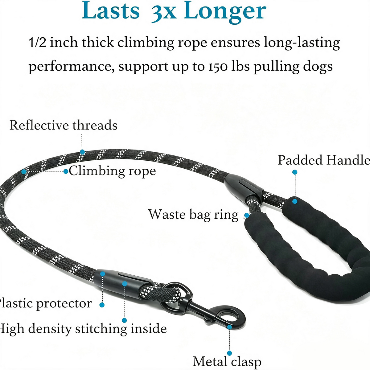 Y-Shaped Dual Dog Leash | Shock Absorbing Reflective Two Dog Walking Leash with 360° No Tangle Swivel & Padded Handle