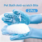 Thickened Silicone Pet Grooming Gloves, Up to 3000 Soft Massage Bristles, Dog Cat Bathing Brush Glove, Splash‑Resistant Deshedding Glove for Long & Short Haired Pets