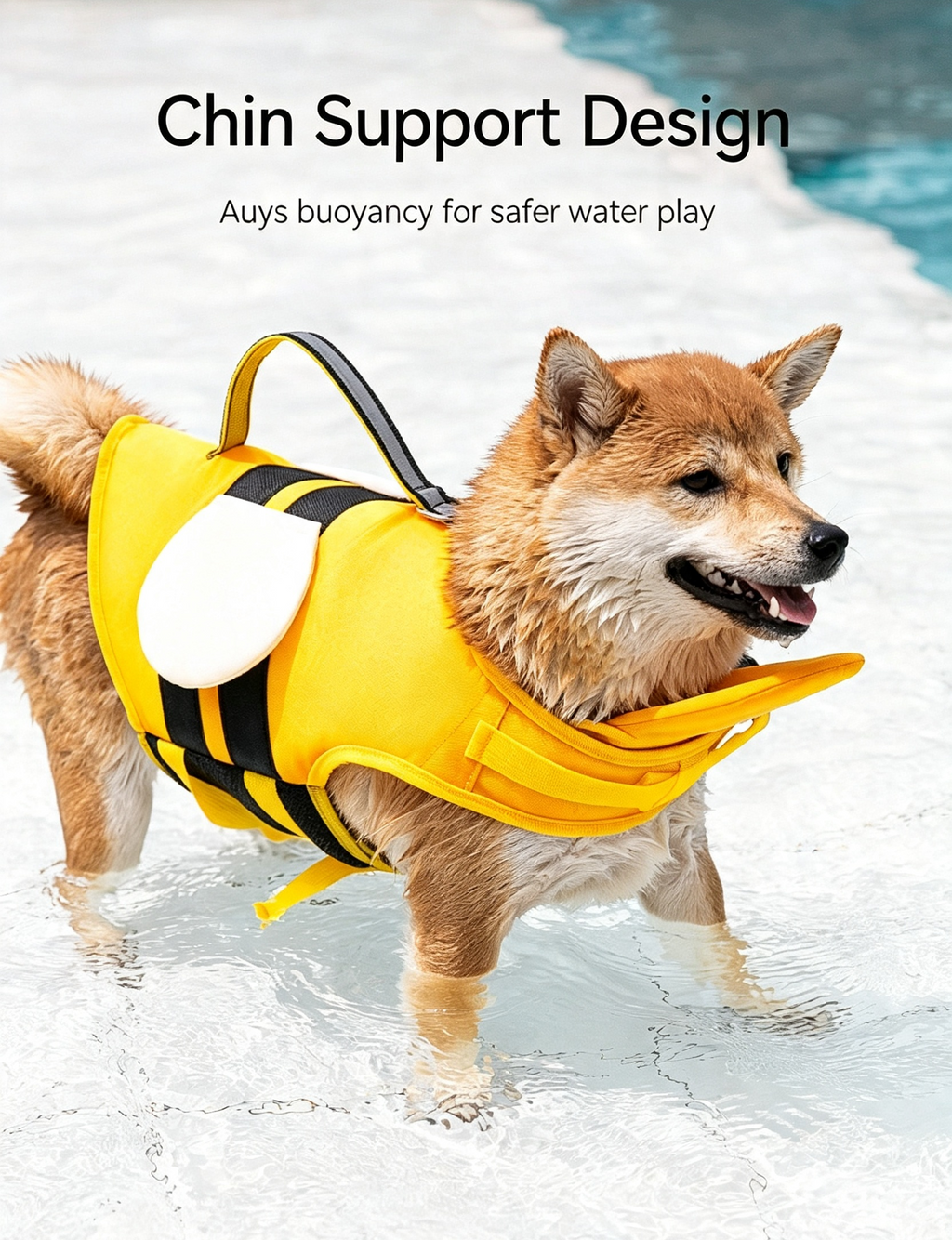 Cute Cartoon Dog Life Jacket | Bee, Duck & Crocodile Pet Swim Vest with Head Support, Reflective Rescue Handle & Leash D-Ring