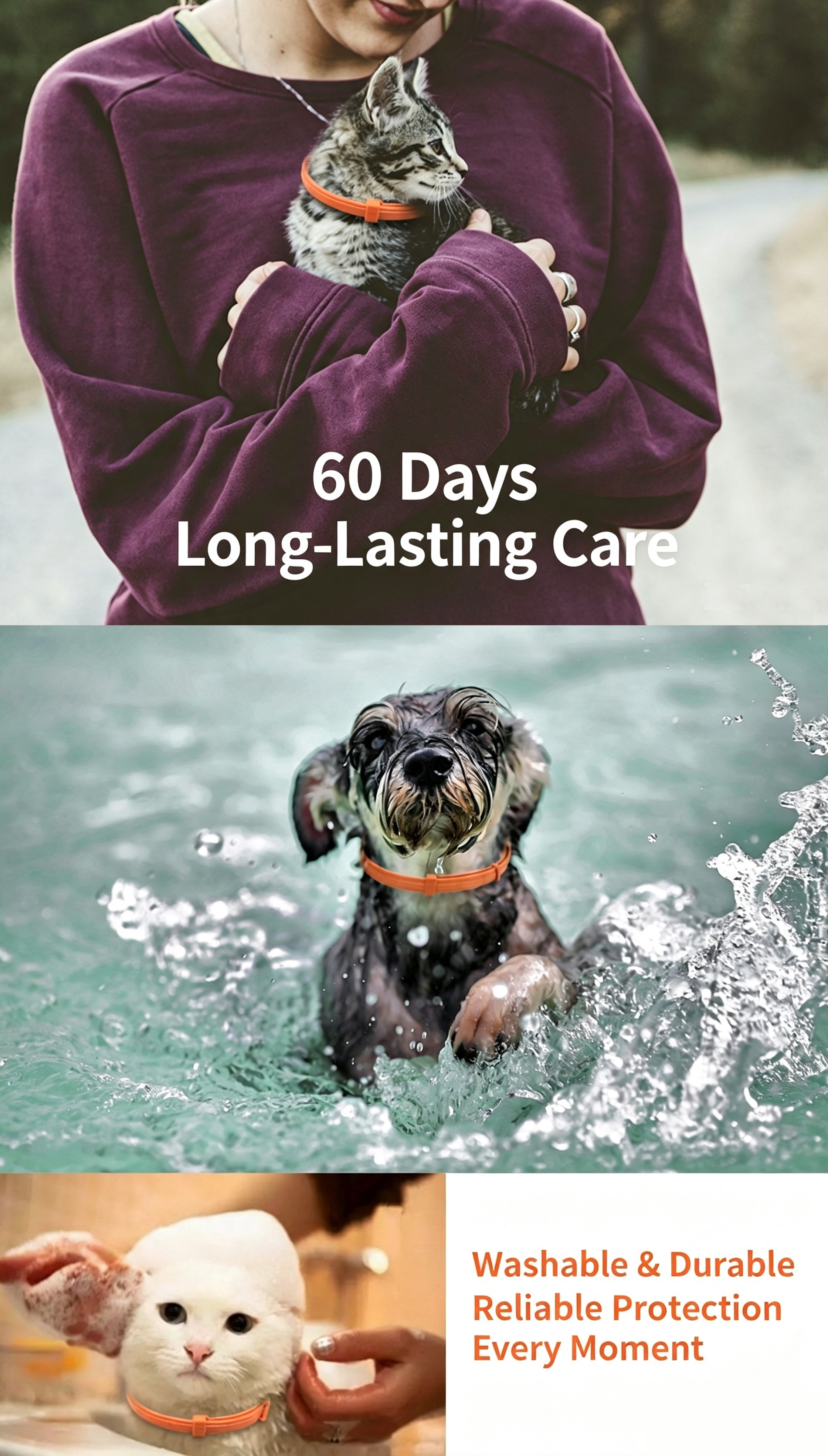 Pet Lavender Aroma Collar for Dogs & Cats, Waterproof Adjustable TPR Scent Collar Lasts Up To 60 Days