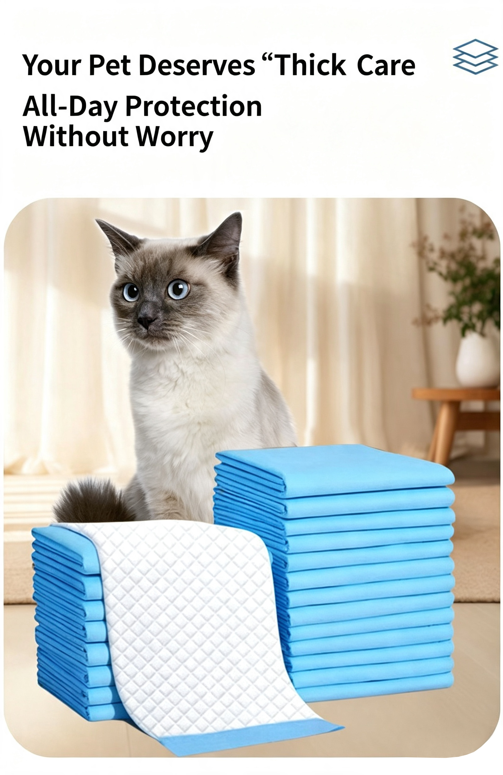 Disposable Pet Training Pads, Absorbent Puppy Pee Pads for Dogs & Cats, Leak-Proof Pet Underpads