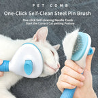 Self‑Cleaning Slicker Brush for Dogs & Cats, One‑Button Release Loose Hair, Gentle Fine Round Pins Pet Grooming Comb