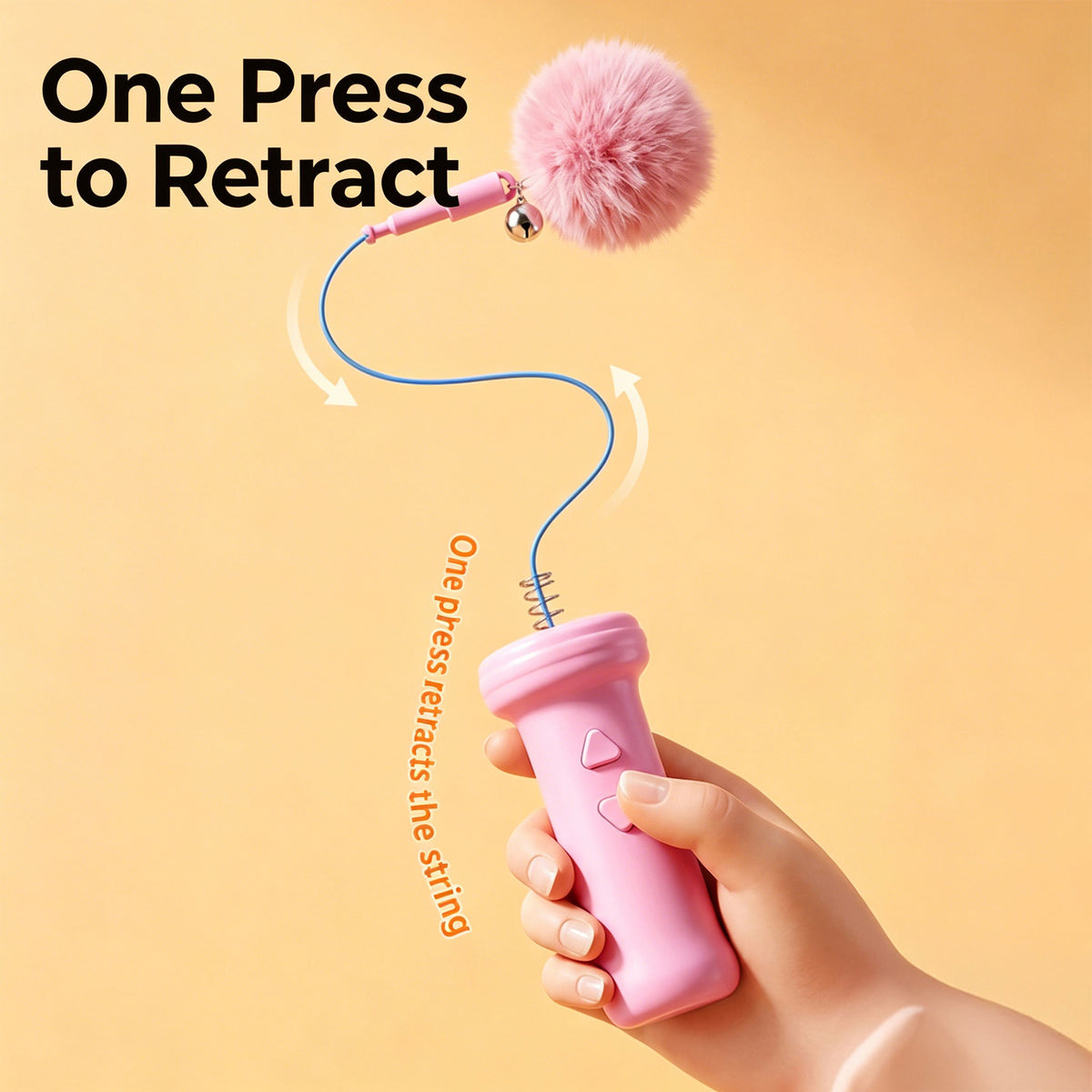 Interactive Electric Cat Teaser — Retractable String Toy with Pom-Pom
