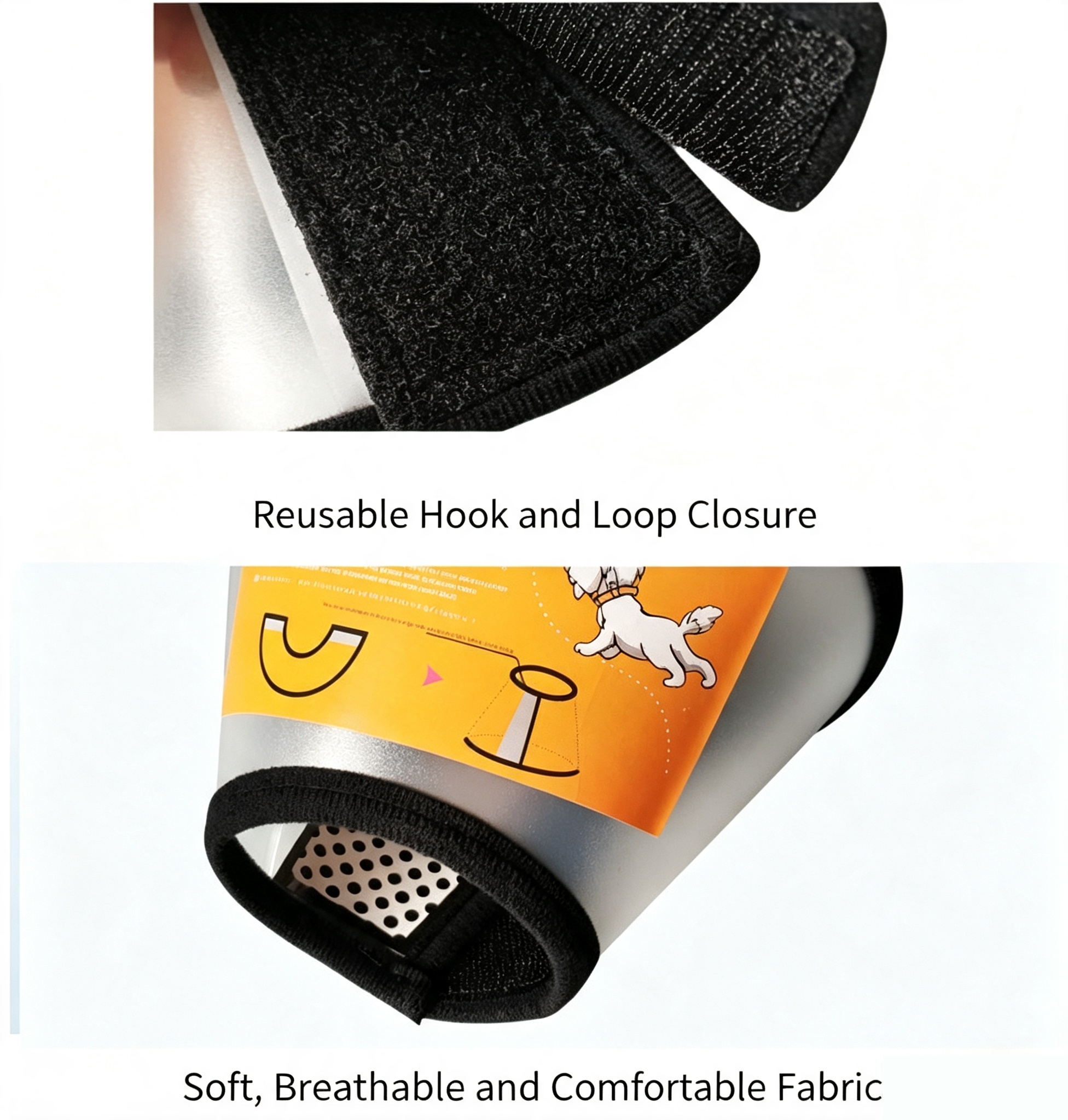 Transparent Elizabethan E‑Collar, Adjustable Recovery Cone for Dogs & Cats, 9 Sizes Available