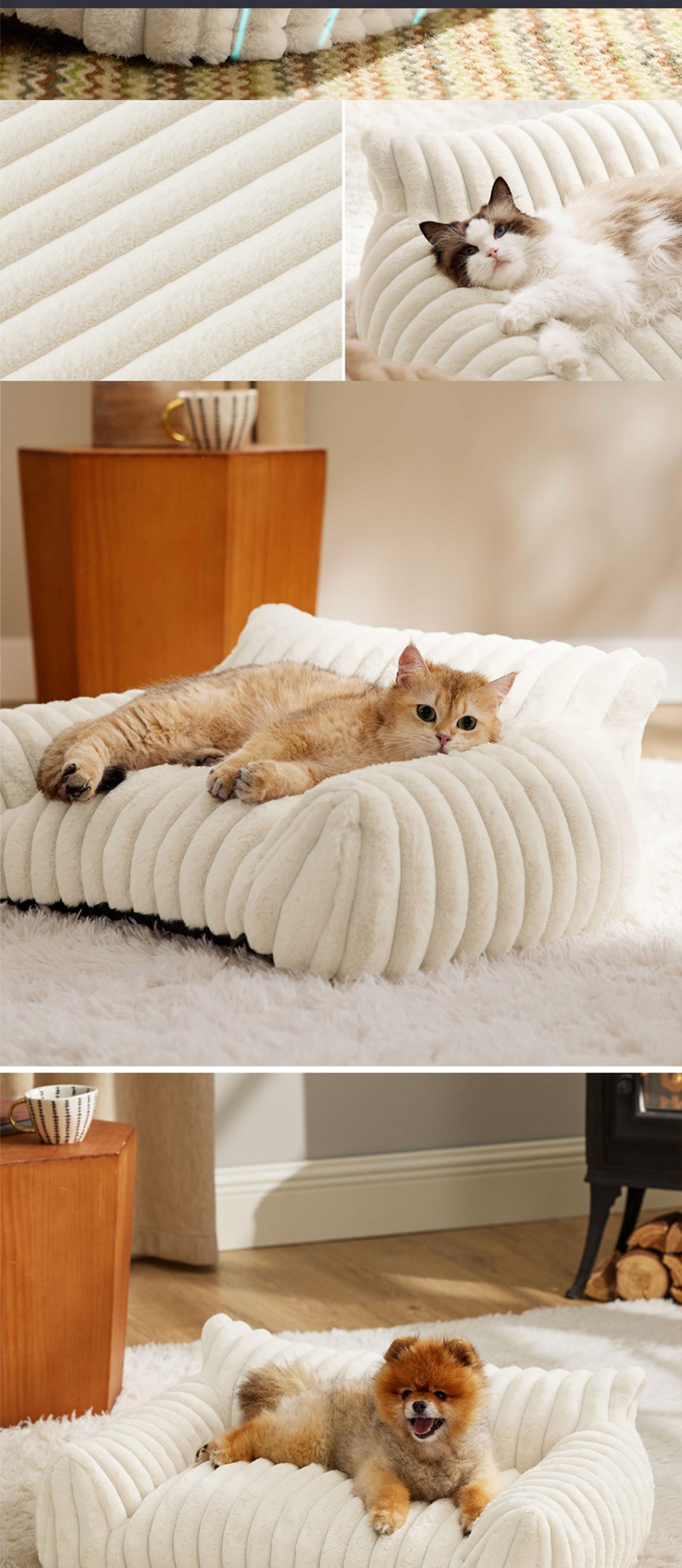 Luxury Removable Washable Mini Pet Sofa Couch, 3 Sizes Soft PP Cotton Sponge Dog Cat Bed