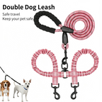 Y-Shaped Dual Dog Leash | Shock Absorbing Reflective Two Dog Walking Leash with 360° No Tangle Swivel & Padded Handle