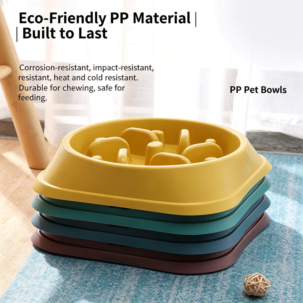 Slow Feeder Dog Bowl — Anti-Choke Pet Bowl with Non-Slip Base, Eco-Friendly PP, for Dogs & Cats