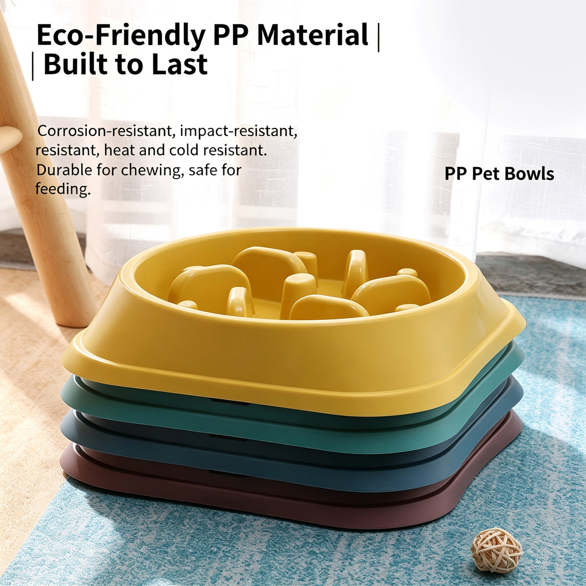 Slow Feeder Dog Bowl — Anti-Choke Pet Bowl with Non-Slip Base, Eco-Friendly PP, for Dogs & Cats