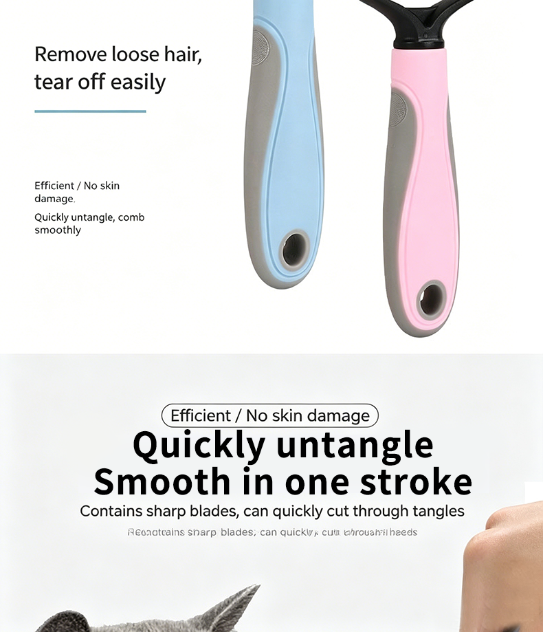Double‑Sided Pet Dematting Comb for Dogs & Cats, Detangler Tool for Matted Tangled Fur, Summer Grooming & Thinning Brush