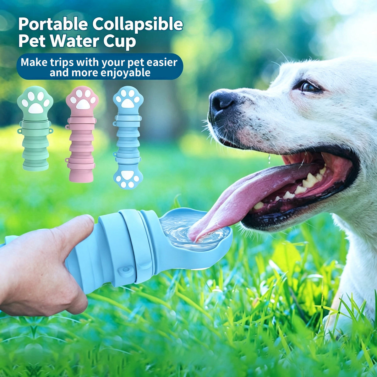 Collapsible Silicone Pet Travel Water Bottle | Portable Dog Water Dispenser for Walking Hiking Outdoor Trips