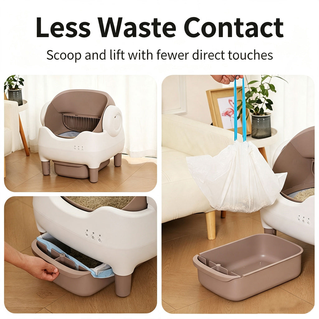 Automatic Self-Cleaning Cat Litter Box — Open Top, APP Control, Odor Control for Large Cats