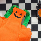 Halloween Pumpkin Dog & Cat Costume Set – Soft Plush Vest + Hat