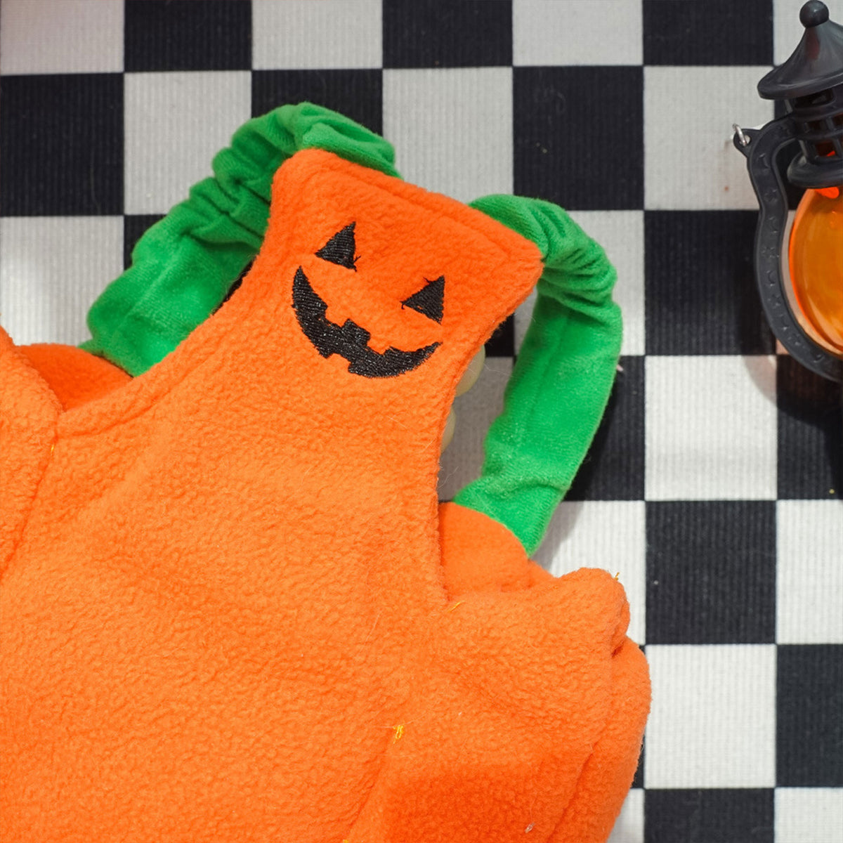Halloween Pumpkin Dog & Cat Costume Set – Soft Plush Vest + Hat