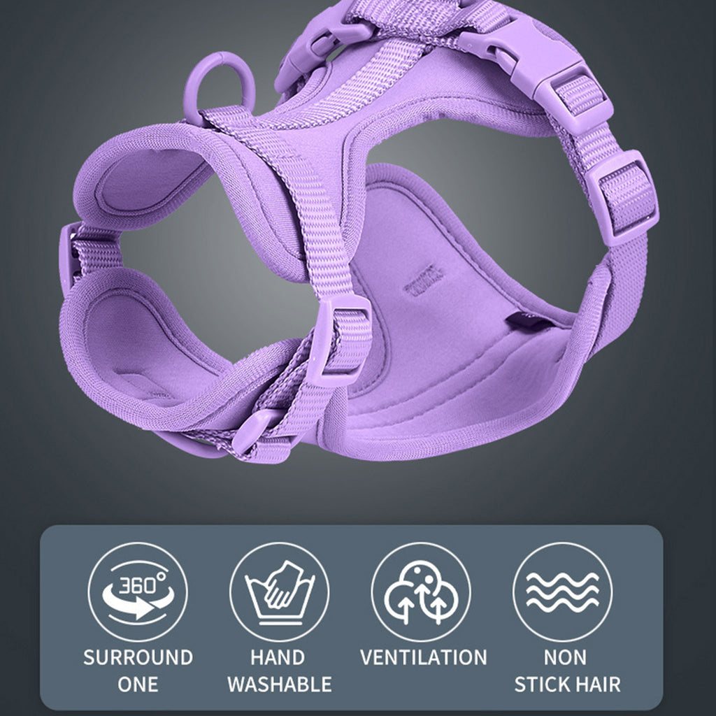 Anti-Escape Anti-Pull Dog Harness 4-Piece Set, Adjustable Breathable Pet Walking Kit with Collar, Leash & Poop Bag Dispenser, 15 Colors Available