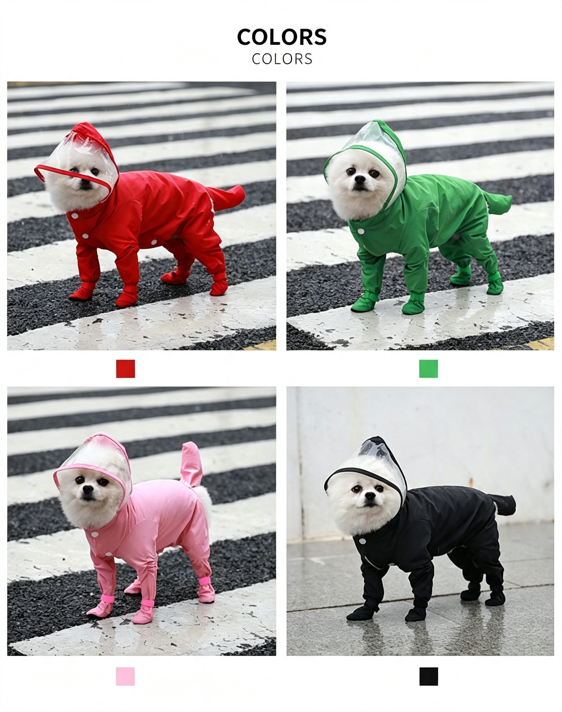 Full Coverage Dog Raincoat with Built-in Rain Boots, 360° Clear Visor, Detachable Tail Cover, Easy Snap Button Closure for Small Medium Dogs