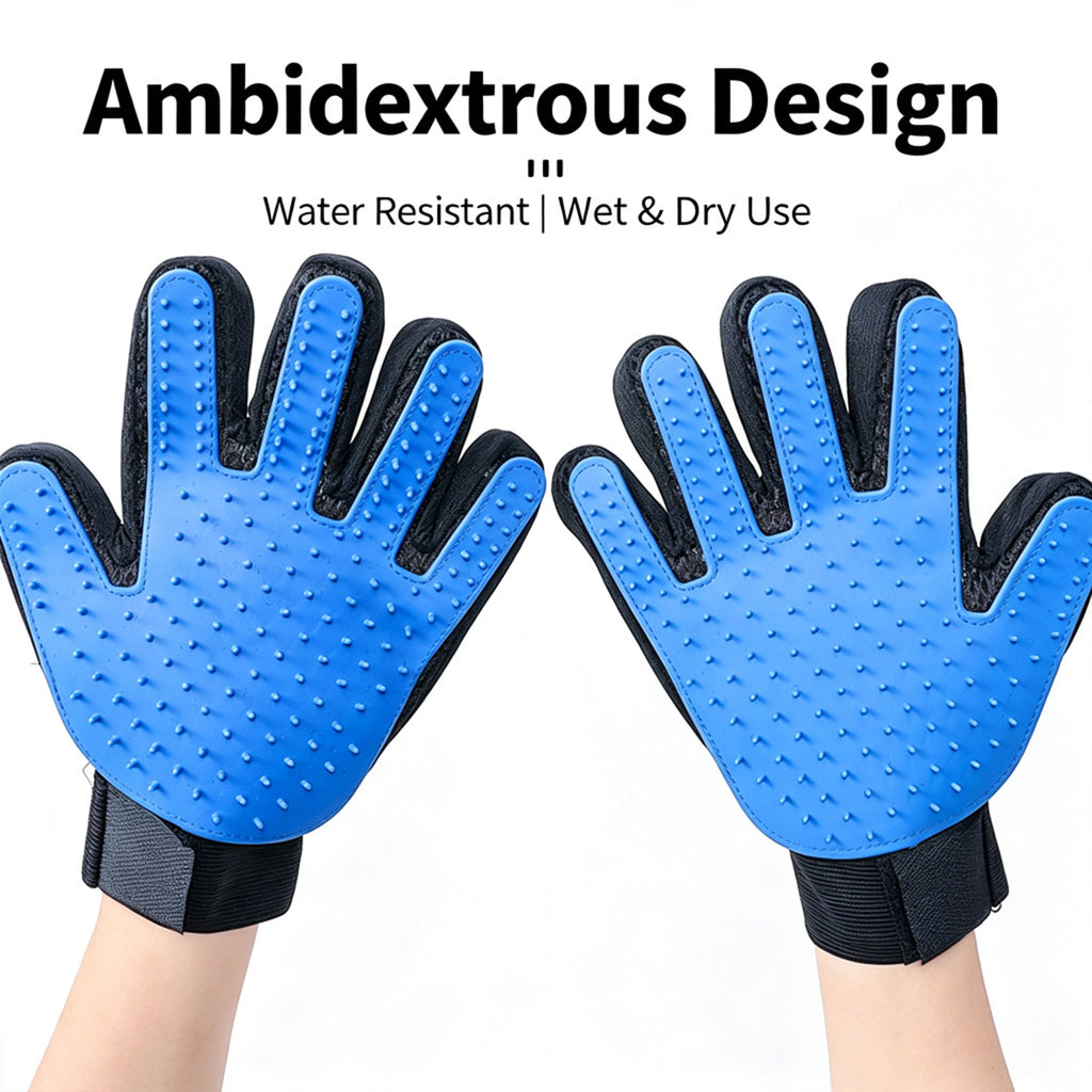 Pet Grooming Glove — Gentle Deshedding & Massage Brush for Dogs & Cats
