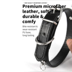 Stylish Pearl‑Decor Microfiber PU Leather Pet Collar, Adjustable Comfort Collar for Small Medium Large Dogs & Cats