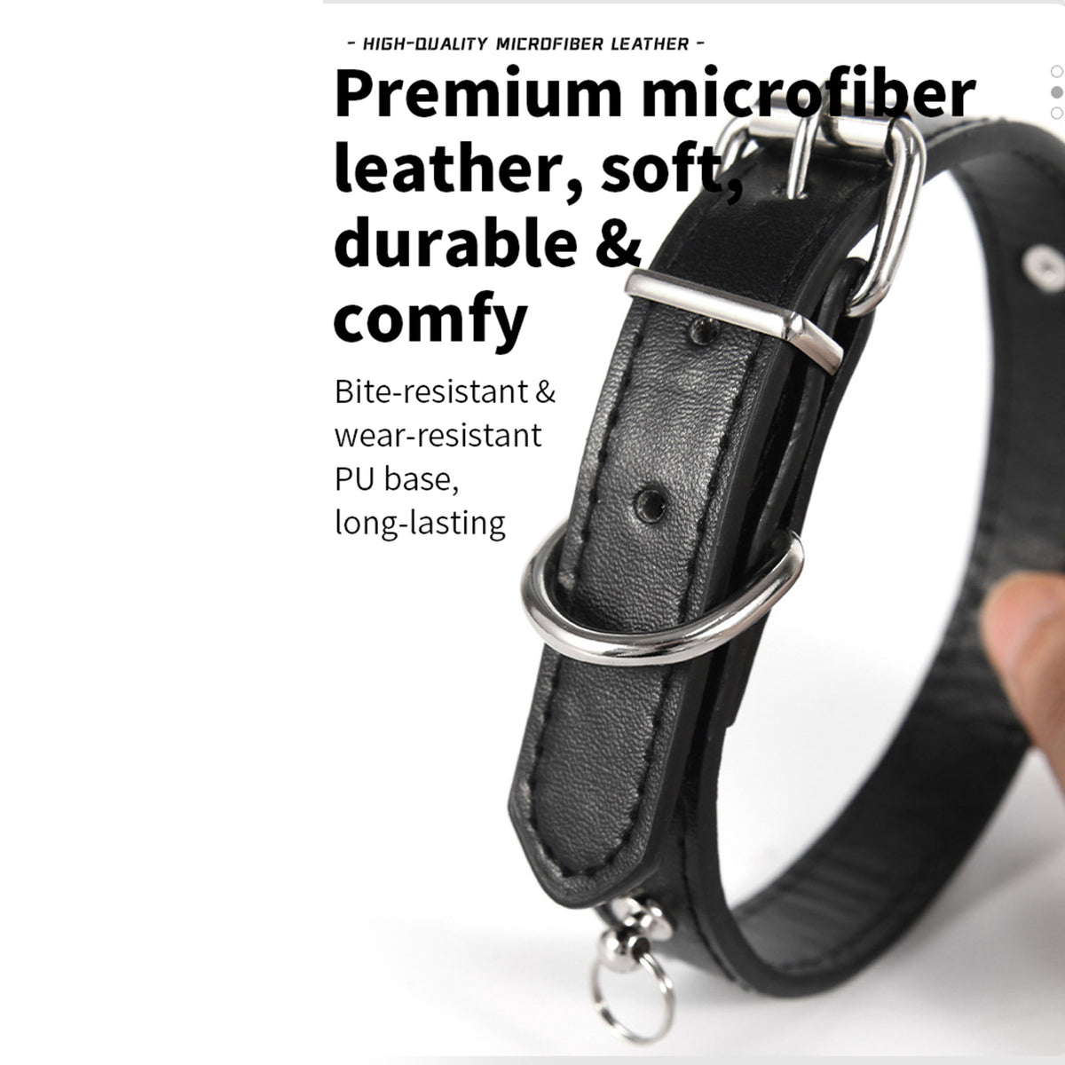 Stylish Pearl‑Decor Microfiber PU Leather Pet Collar, Adjustable Comfort Collar for Small Medium Large Dogs & Cats