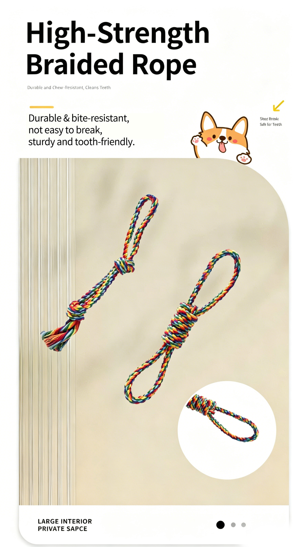 Rainbow Braided Cotton Rope Dog Chew Toy Sets, Multi Shape Interactive Play Toys for All Breeds Dogs