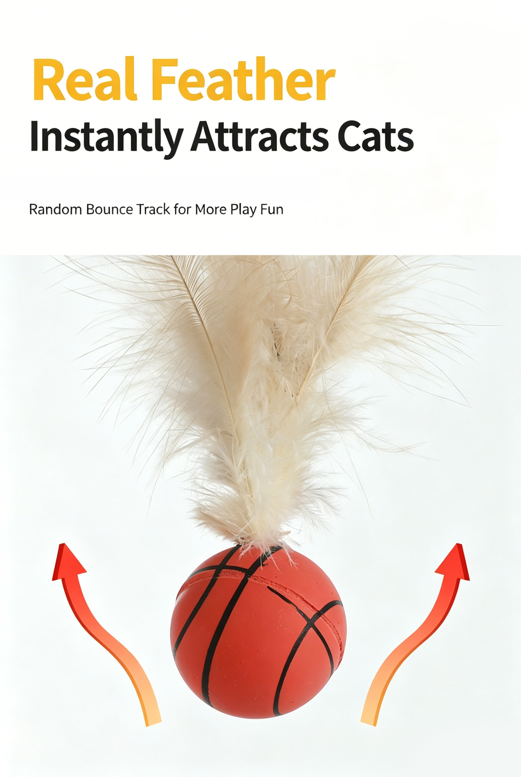 Sports‑Style Feather Bouncy Ball Cat Toy 4‑Pack｜Silent Interactive Kitten Play Teaser Toy