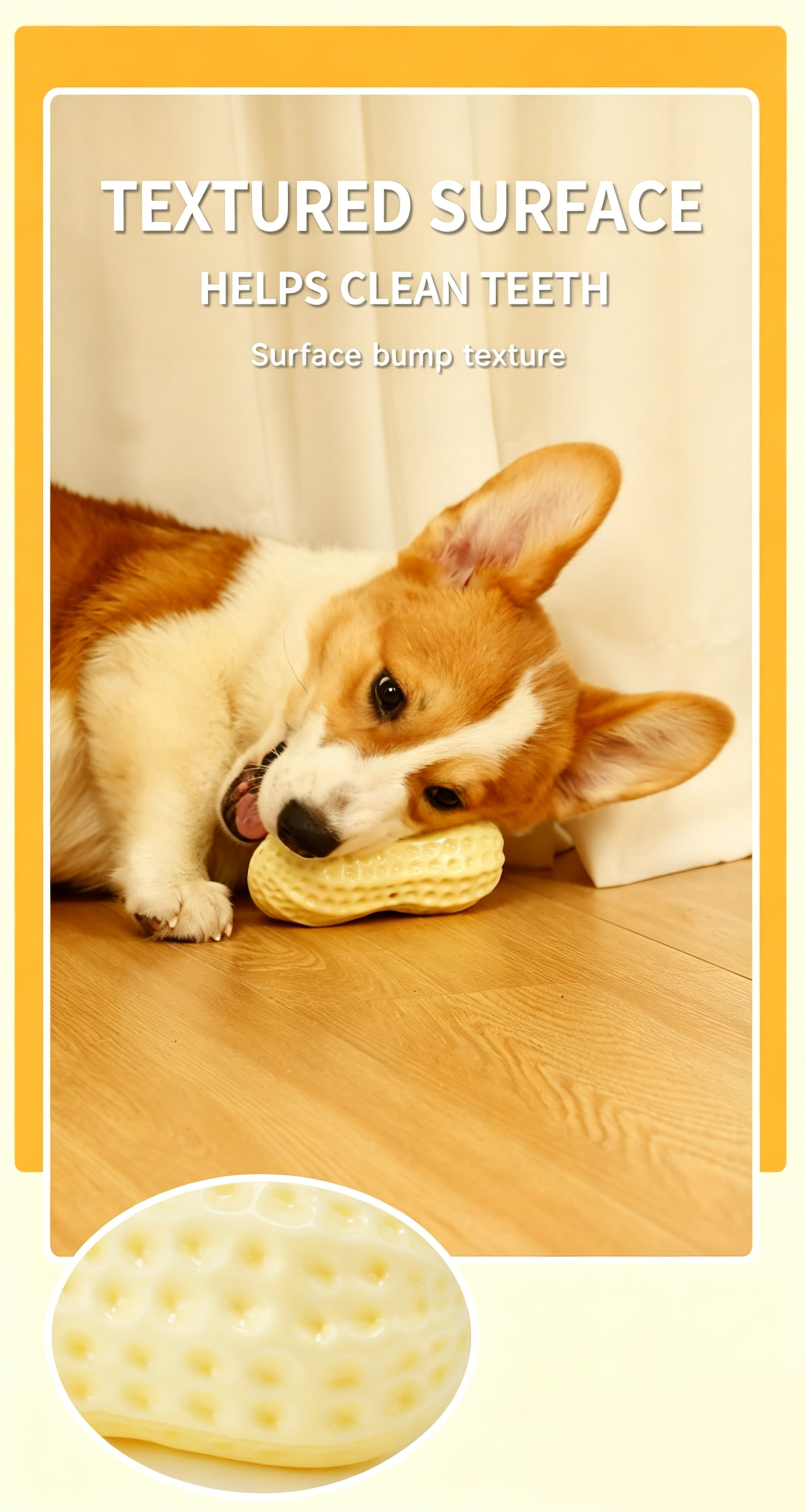 Squeaky Peanut Dog Chew Toy, Non‑Toxic Food‑Safe TPR Milk‑Scented Teething Toy, Interactive Dental Care Toy for Puppy Small Medium Large Dogs