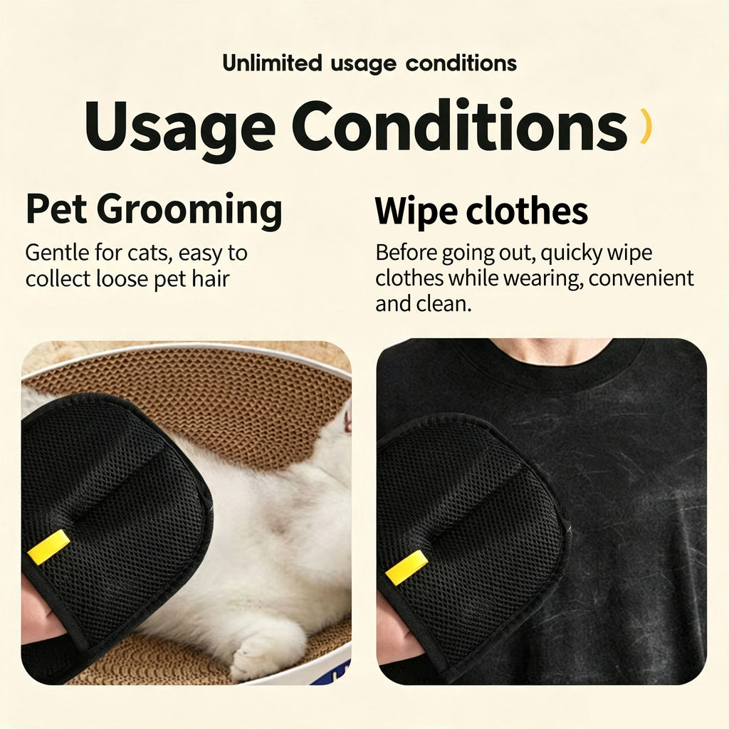 Pet Hair Removal Glove 2 Pack, Reusable Fur Cleaner for Clothes Couch Dog Cat Grooming