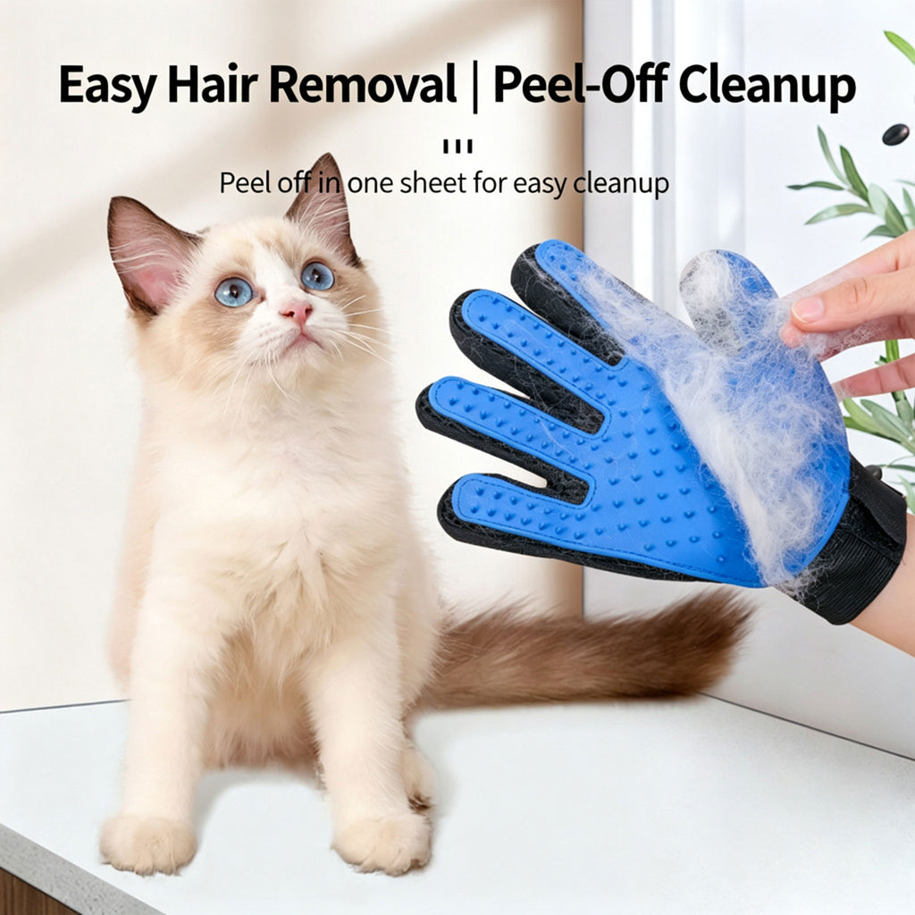 Pet Grooming Glove — Gentle Deshedding & Massage Brush for Dogs & Cats