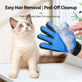 Blue and black pet grooming glove with silicone bristles