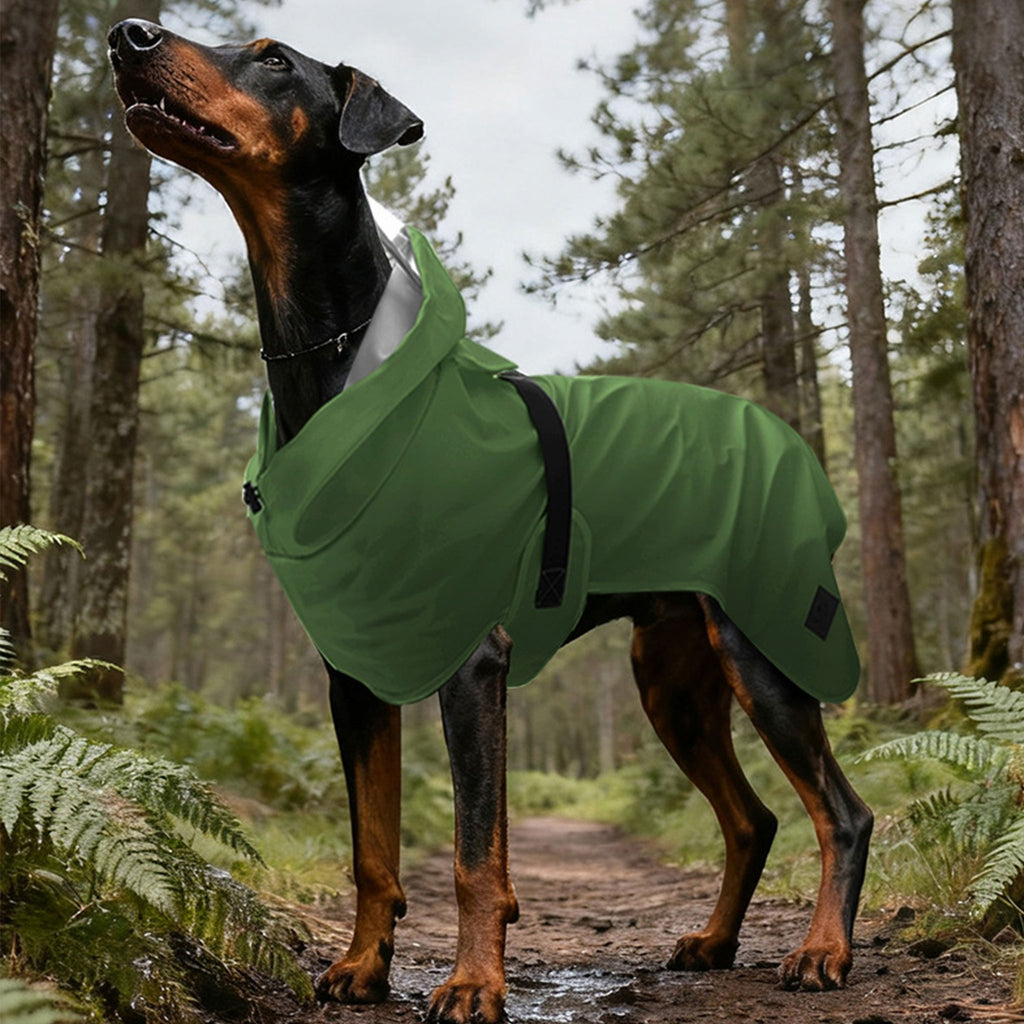 Waterproof Dog Raincoat with Leash Hole, Nano Waterproof Layer, Available in Yellow & Army Green, Sizes M-4XL