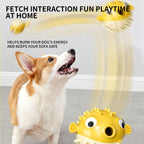 Bouncy Fish Dog Treat Dispenser Toy, Food‑Safe TPR Squeaky Chew Toy, Durable Interactive Molar Toy for Puppies Medium Large Dogs