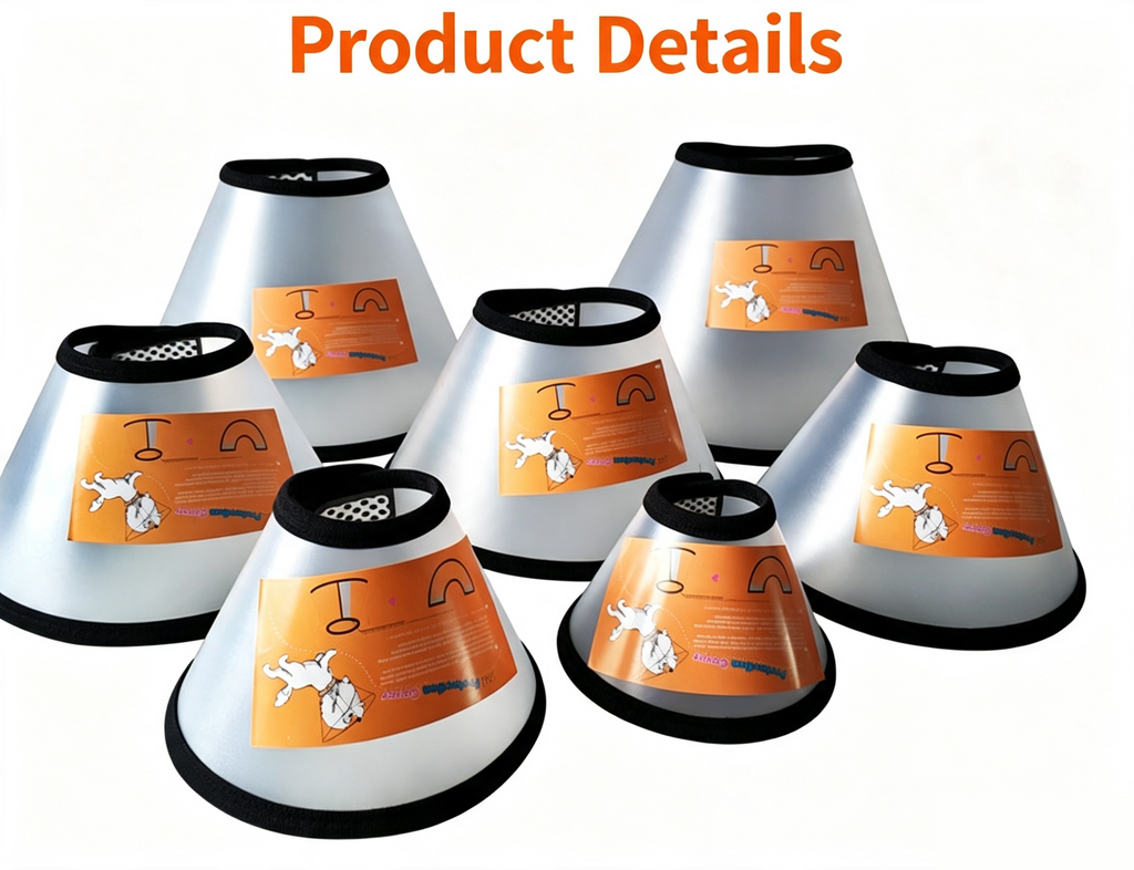 Transparent Elizabethan E‑Collar, Adjustable Recovery Cone for Dogs & Cats, 9 Sizes Available