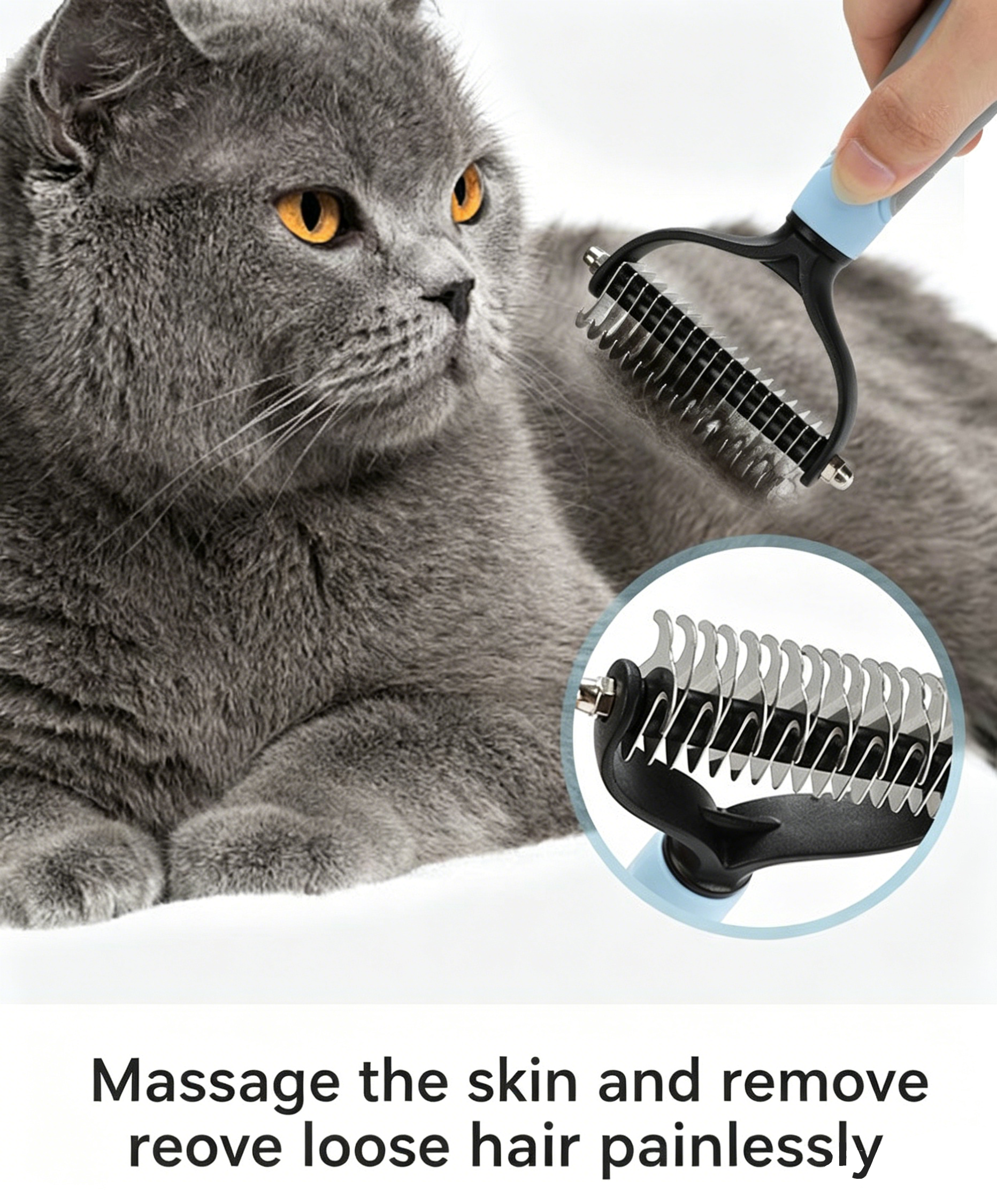 Double‑Sided Pet Dematting Comb for Dogs & Cats, Detangler Tool for Matted Tangled Fur, Summer Grooming & Thinning Brush