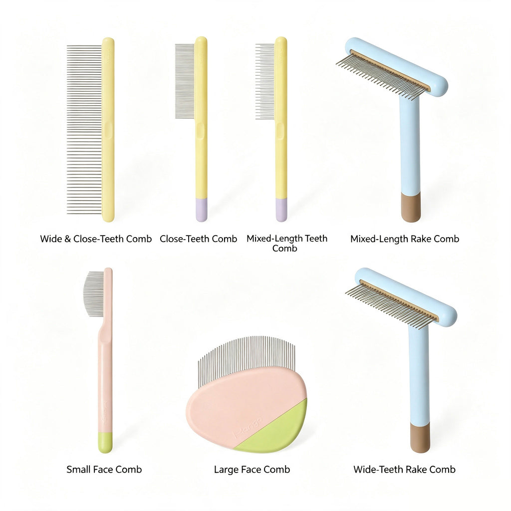 Pet Fine Tooth Face Comb, Gentle Grooming Comb for Cats & Small Dogs, for Tear Marks, Chin & Paw Area Grooming