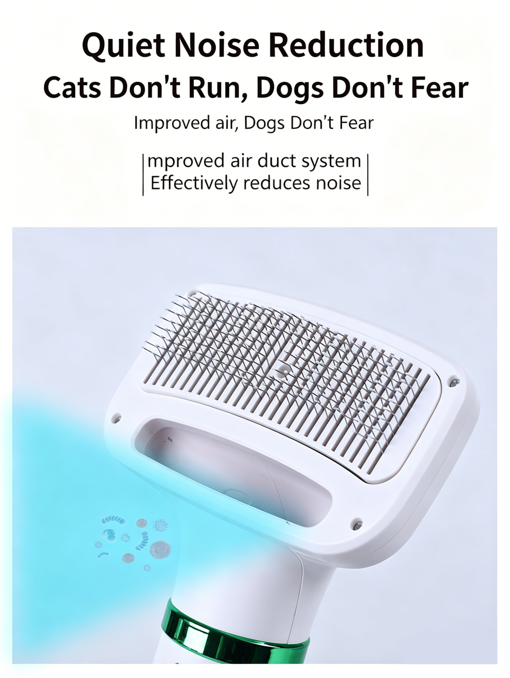 2‑in‑1 Pet Hair Dryer Brush, 300W Low‑Noise Hot Air Grooming Comb, 3 Speed Adjustable, Detangling & Drying Brush for Dogs & Cats, 110‑230V Multi‑Plug