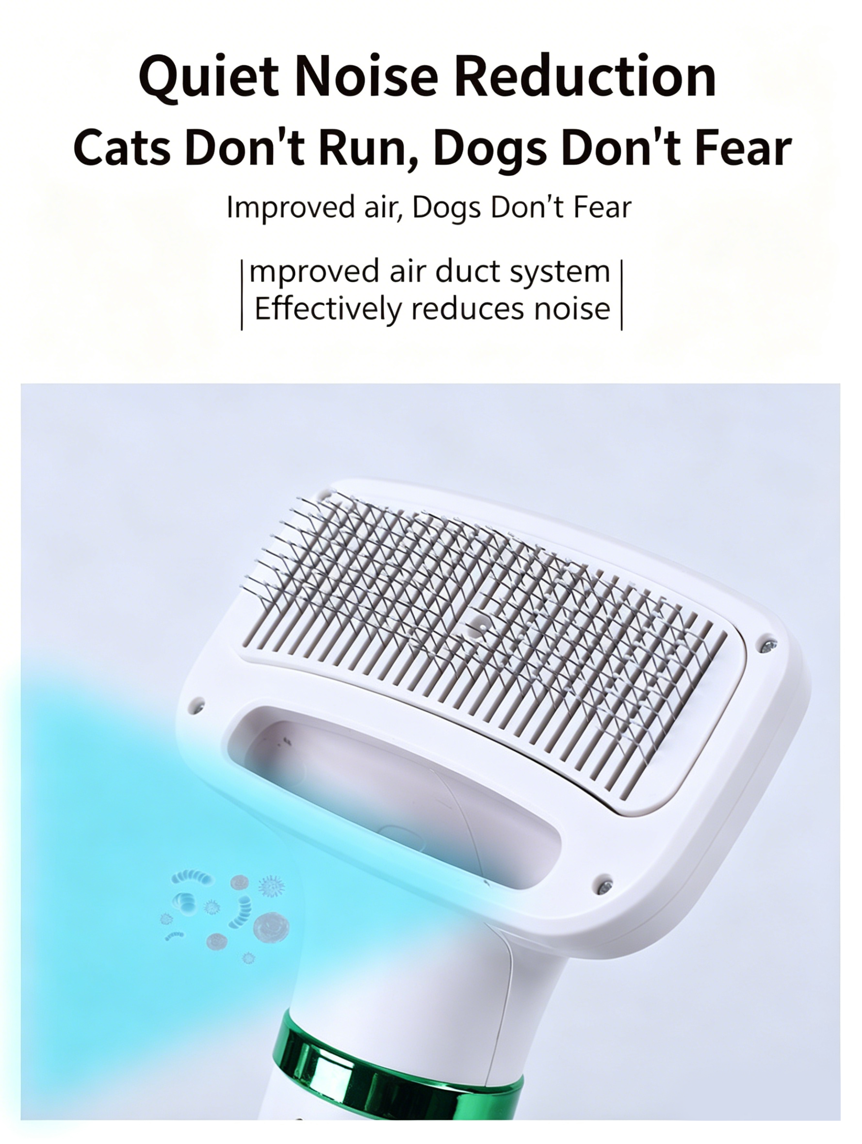 2‑in‑1 Pet Hair Dryer Brush, 300W Low‑Noise Hot Air Grooming Comb, 3 Speed Adjustable, Detangling & Drying Brush for Dogs & Cats, 110‑230V Multi‑Plug