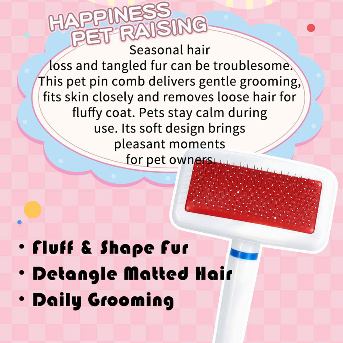V‑Shaped Steel Pin Pet Grooming Comb, Gentle Loose Hair Remover, Daily Grooming Brush for Cats & Small Dogs