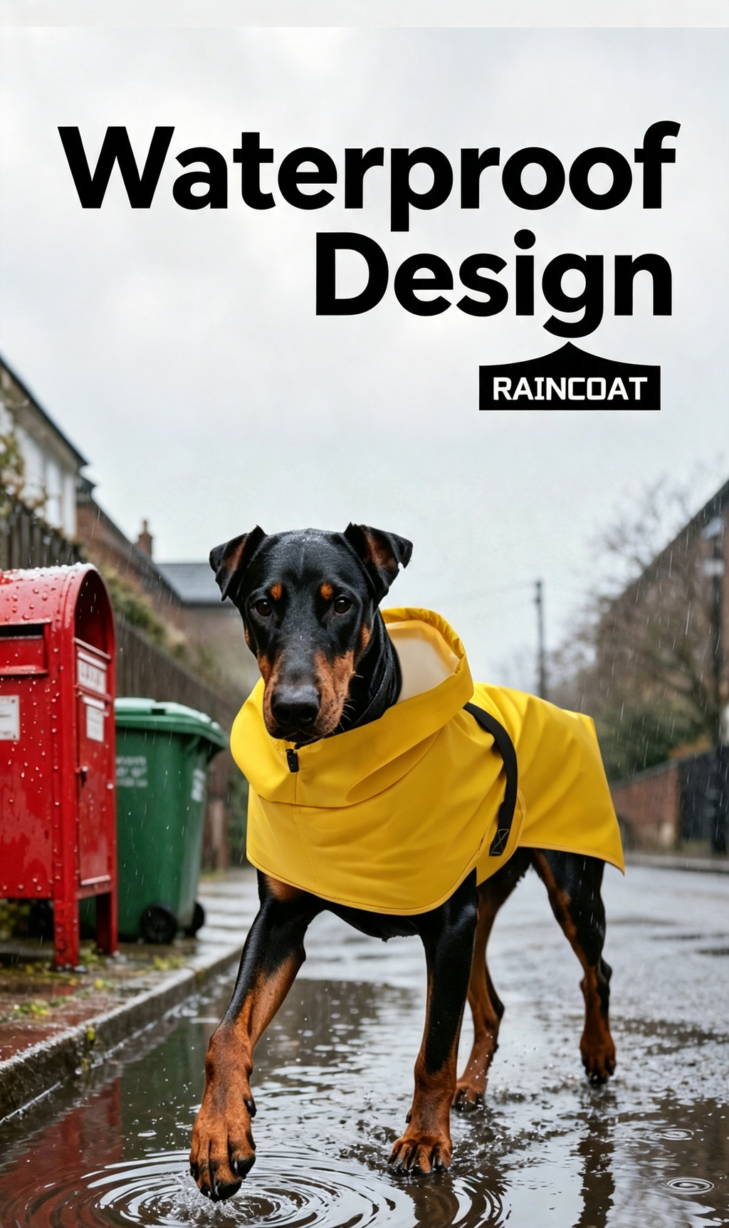 Waterproof Dog Raincoat with Leash Hole, Nano Waterproof Layer, Available in Yellow & Army Green, Sizes M-4XL