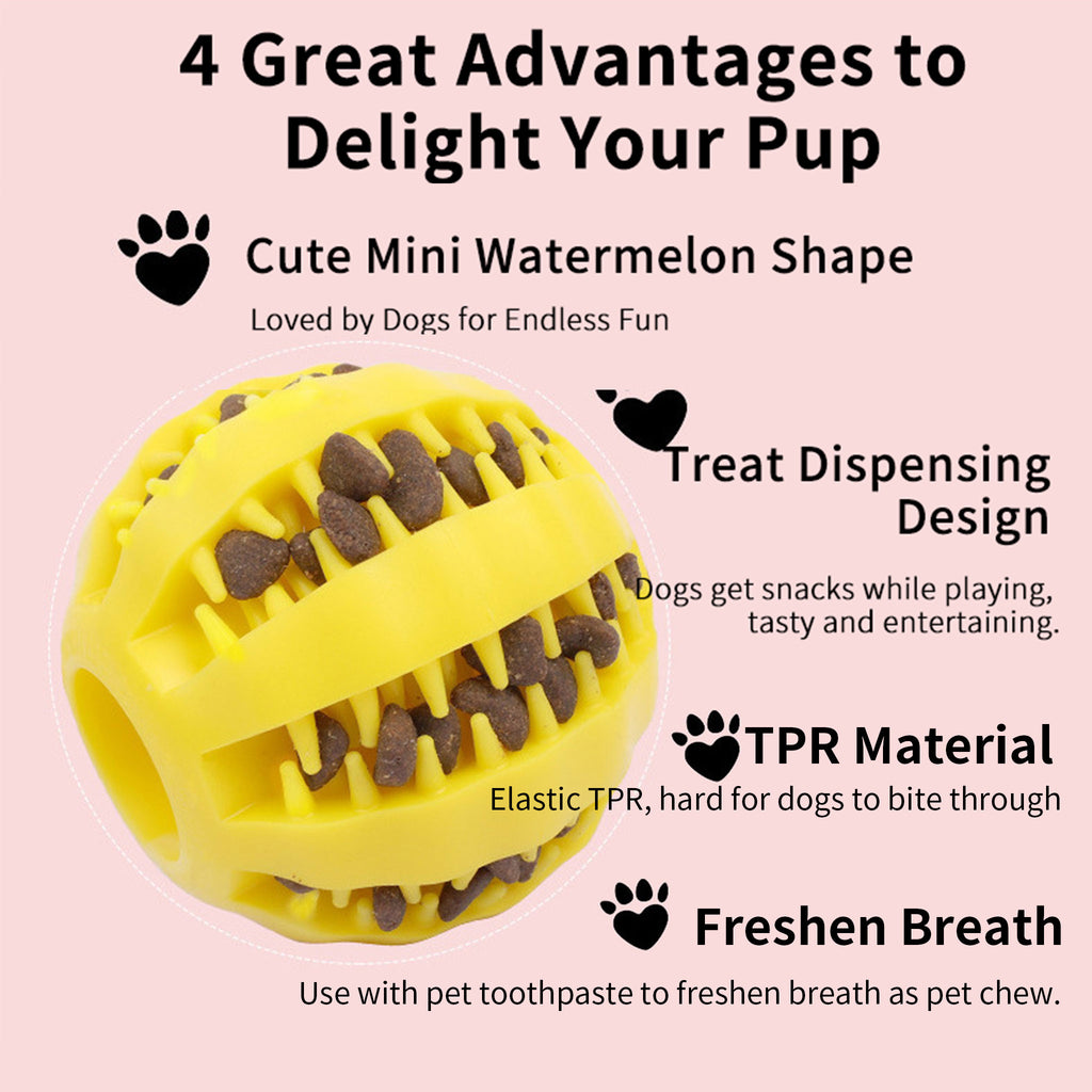 Watermelon‑Shaped TPR Treat Dispensing Ball, Interactive Chew Toy for Dogs & Cats, Slow Feeder Enrichment Toy, 3 Sizes Available