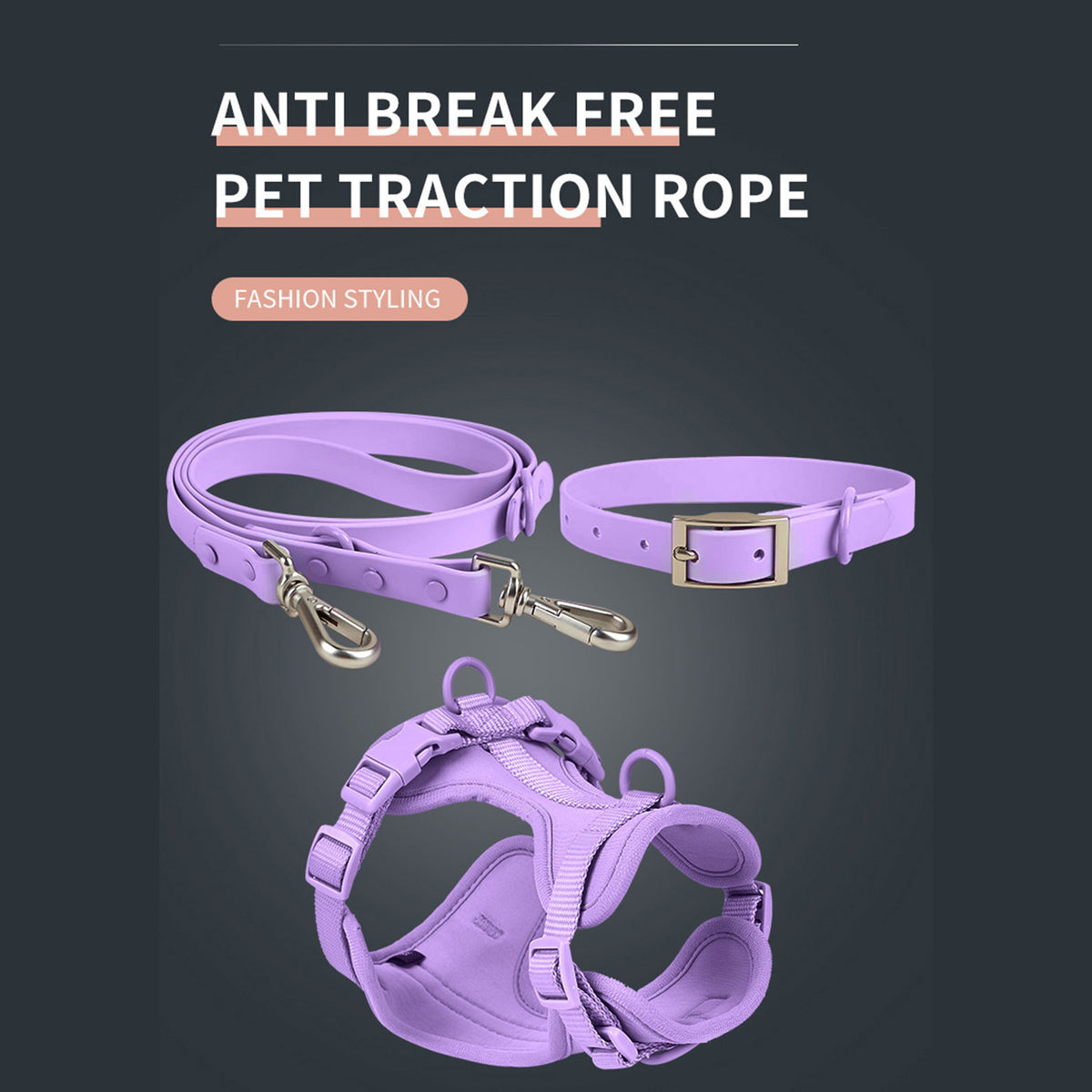 Anti-Escape Anti-Pull Dog Harness 4-Piece Set, Adjustable Breathable Pet Walking Kit with Collar, Leash & Poop Bag Dispenser, 15 Colors Available